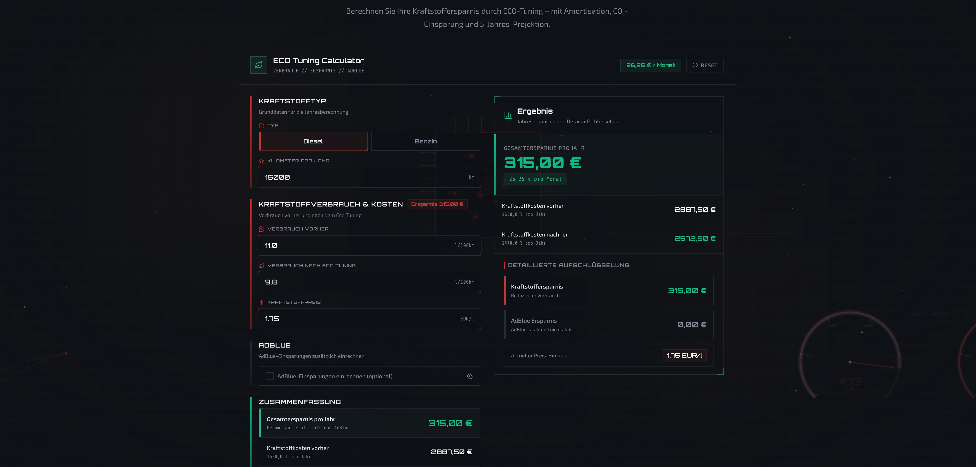 Das Dashboard ermöglicht den Echtzeit-Abruf geprüfter Kennfelder für eine effiziente Optimierung direkt am Fahrzeug.